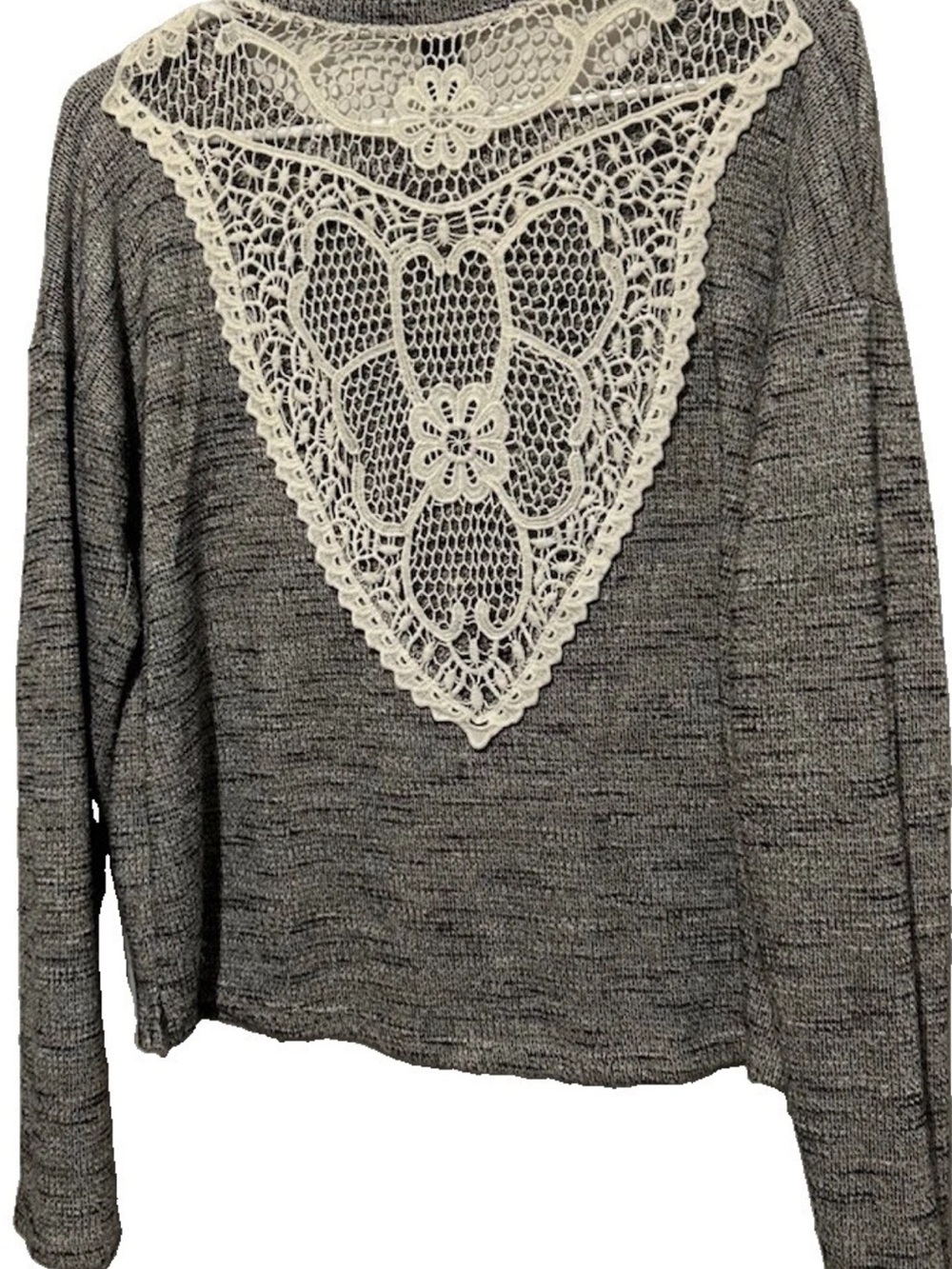 Forever 21 Sweater Womenβs Medium Crochet Lace Insert In Back Boho Cottagecore M